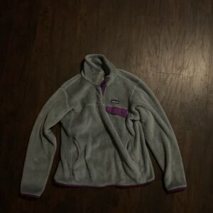 Grey with Purple Trim Patagonia quarter button